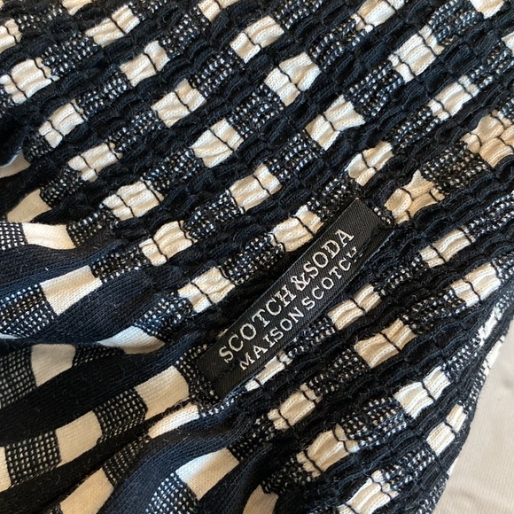 Scotch & Soda NWT Smocked Peplum Top Black & White Checkered - Picture 9 of 13